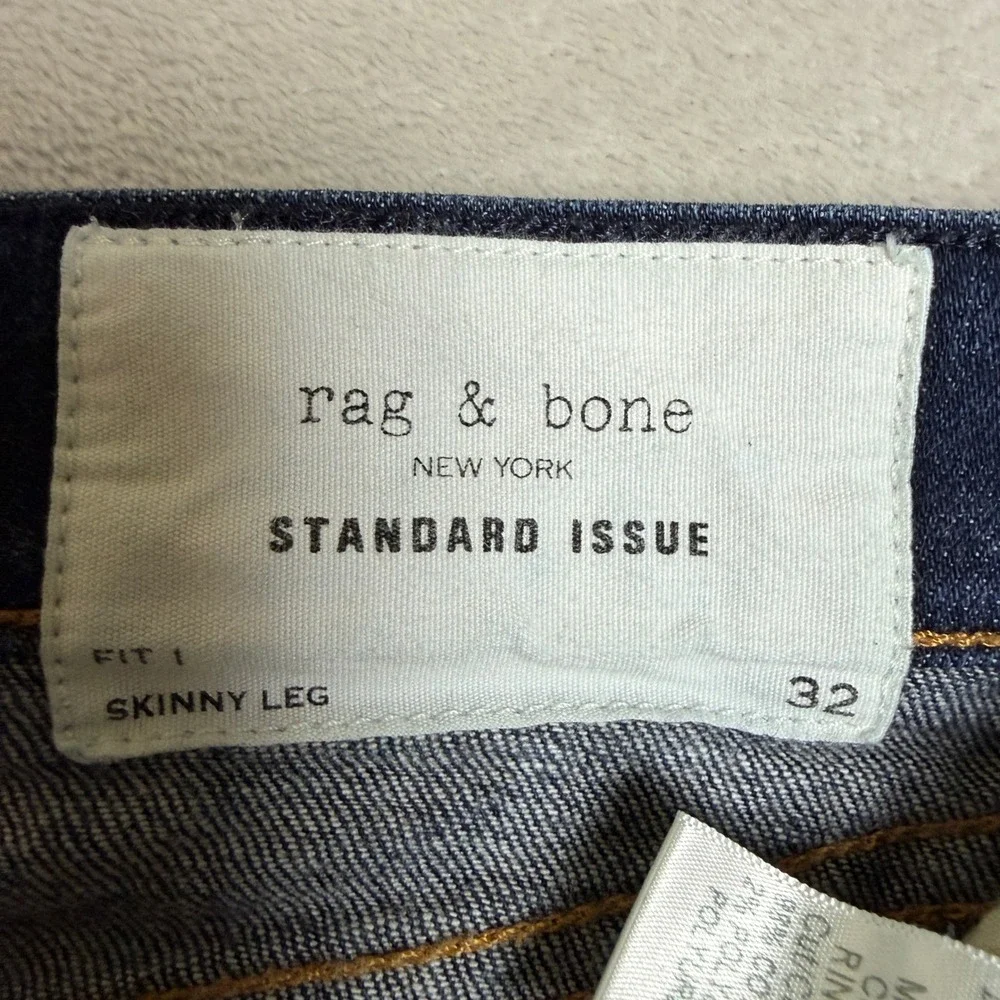 Rag & Bone Fit 1 Selvedge Skinny Jeans Mens 32 Blue Rinse Dark Wash Faded Denim